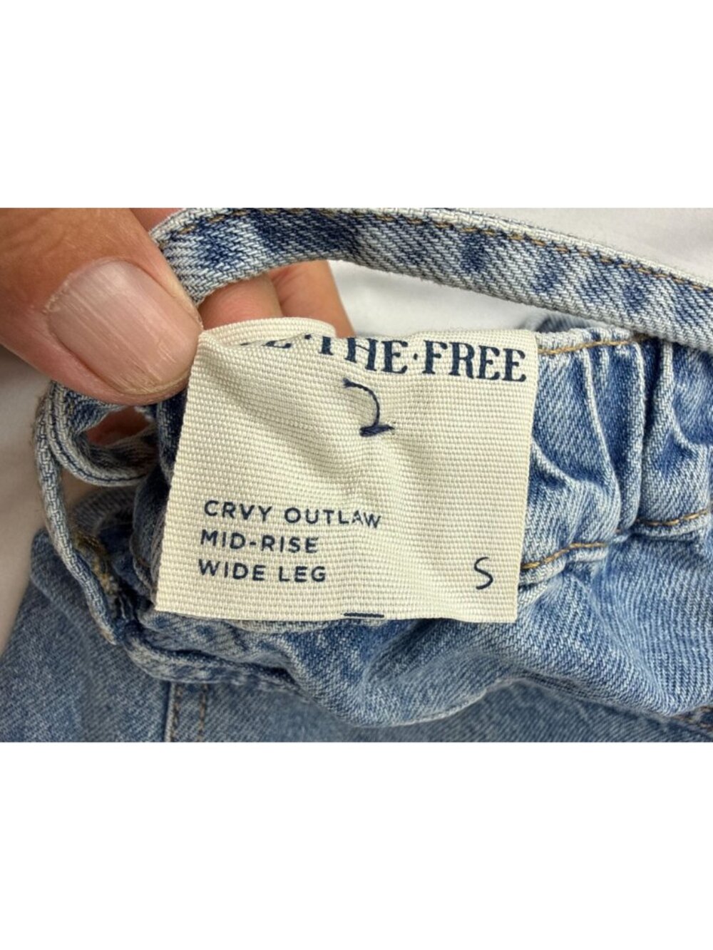 FREE PEOPLE WE THE FREE DRIZZLE CRVY OUTLAW WIDE LEG JEANS SZ S - Picture 11 of 15